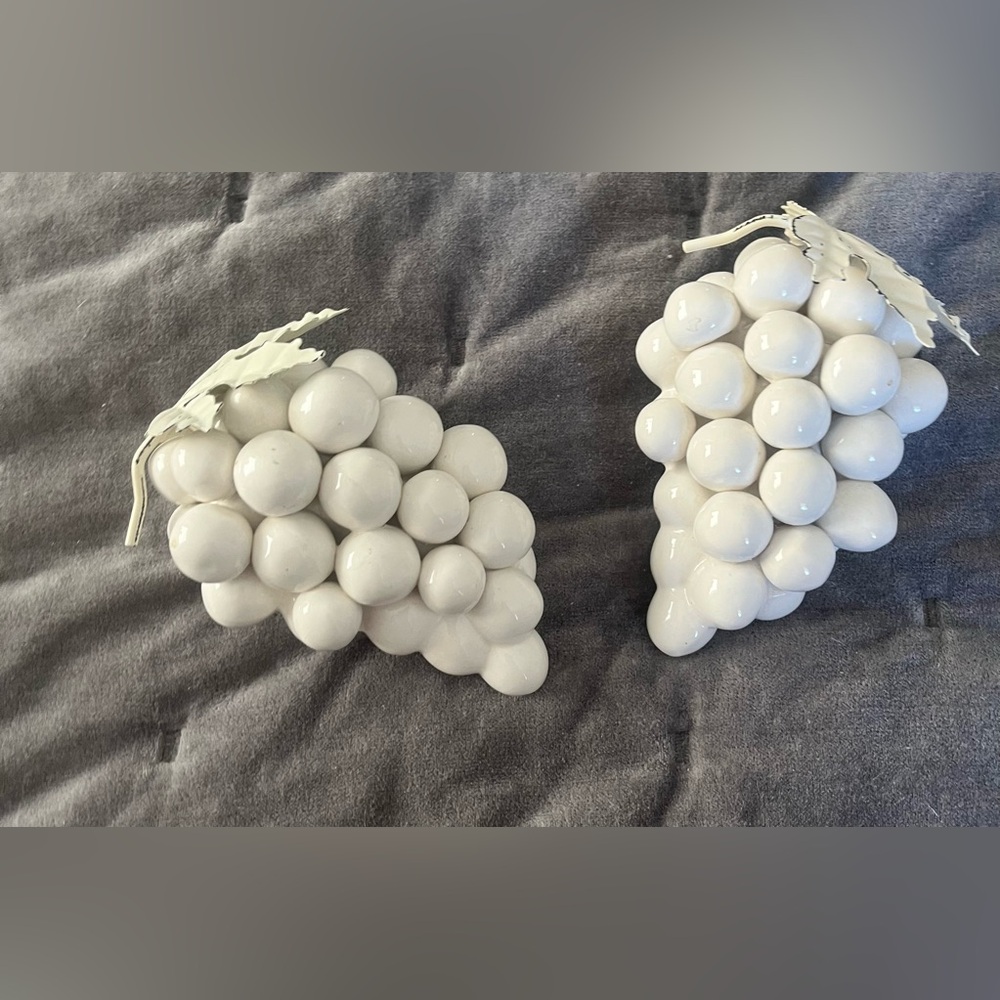 White Ceramic Grape Decor